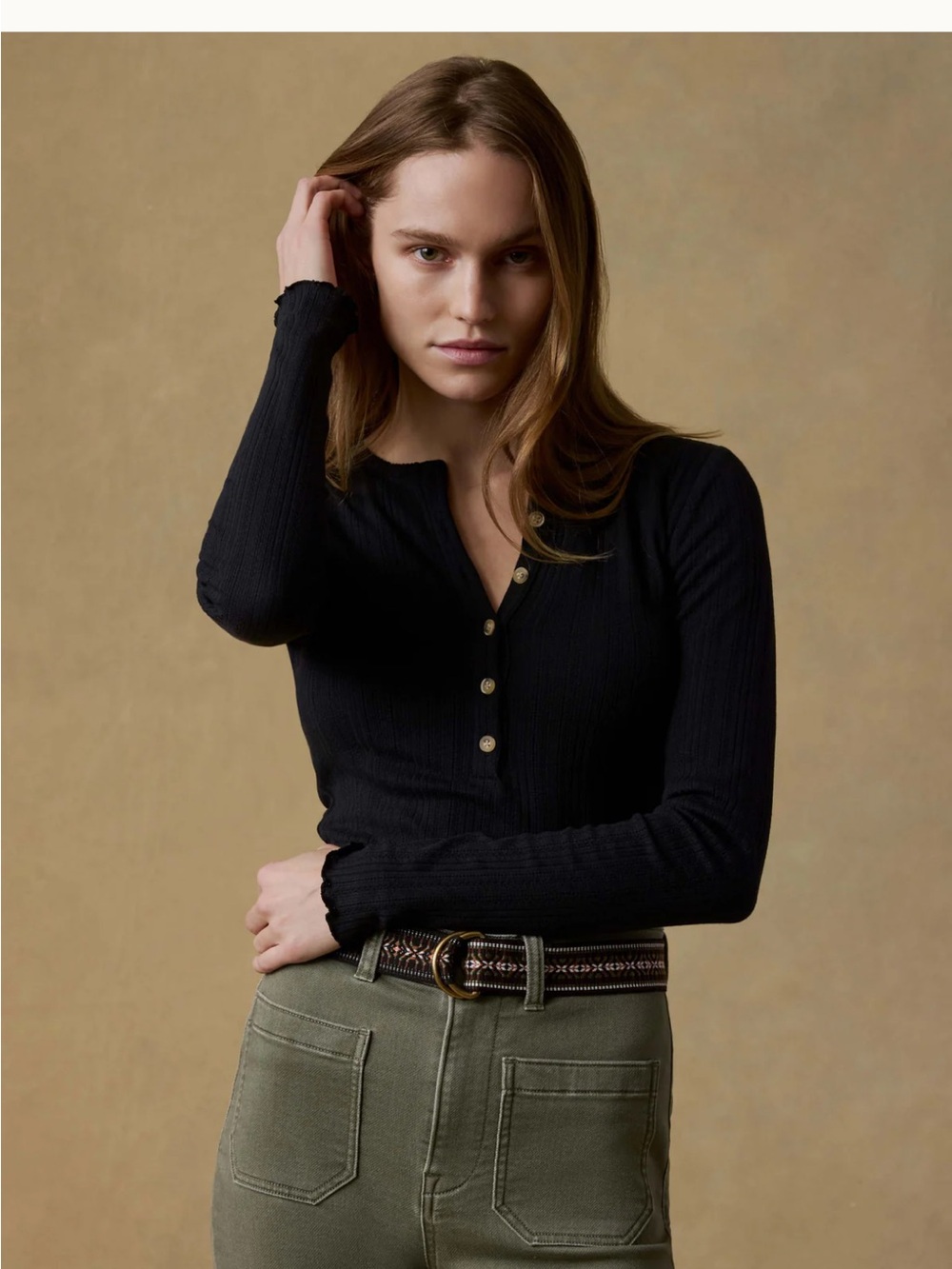 FAHERTY Paradise Ribbed Henley - Picture 1 of 7
